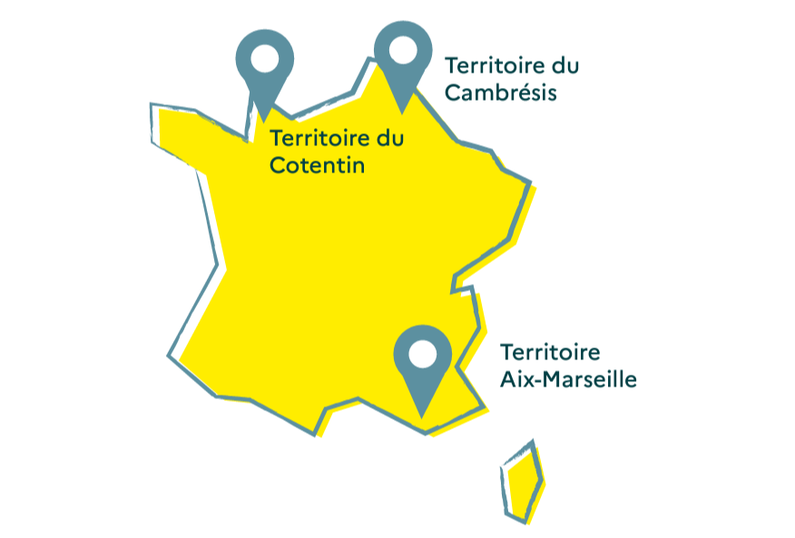 Carte des 3 territoires pilotes